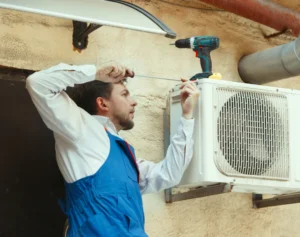 hvac technician doing installation